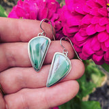 Indonesian Opalized Wood and Sterling Silver Earrings