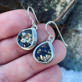 Pyrite in Schist and Sterling Silver Earrings