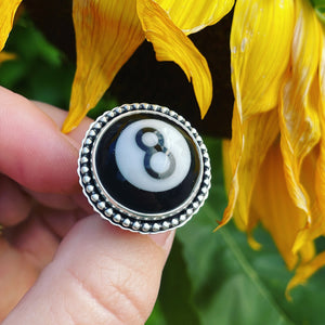 8-Ball and Sterling Silver Ring