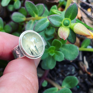 Prehnite and Sterling Silver Ring