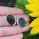 Ammonite with Ammolite Inlay and Sterling Silver Earrings