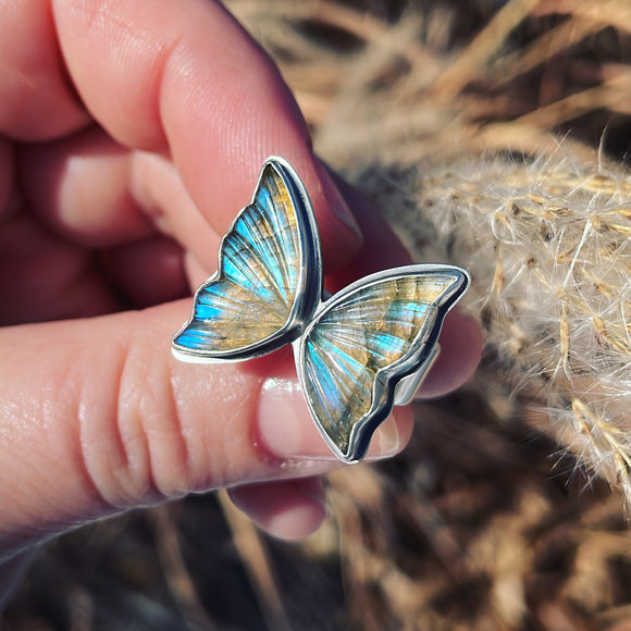 Labradorite and Sterling Silver Butterfly Ring