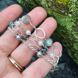 Labradorite, Pearl and Sterling Silver Multi Strand Bracelet