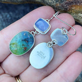 Indonesian Opalized Wood, Chalcedony and Sterling Silver Earrings