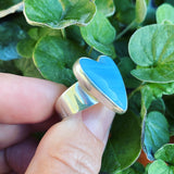 Leland Blue Slag Glass and Sterling Silver Heart Ring