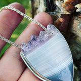 Amethyst Crystal Top and Sterling Silver Pendant with Chain