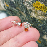 Lab Grown Padparadscha Sapphire and Sterling Silver Earrings