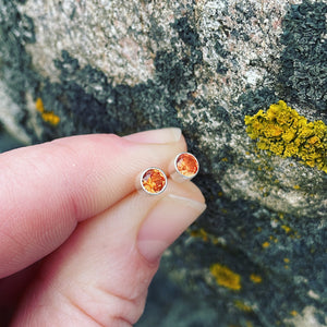 Lab Grown Padparadscha Sapphire and Sterling Silver Earrings