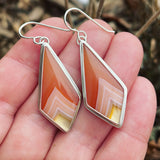Orange Banded Carnelian and Sterling Silver Earrings