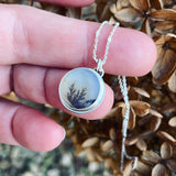 Dendritic Agate and Sterling Silver Pendant