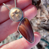 Lake Superior Agate, Fossil Mammoth Ivory and Sterling Silver "Lake Goddess" Pendant