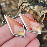 Orange Banded Carnelian and Sterling Silver Earrings
