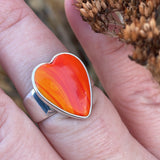 Rosarita Gold Slag Glass and Sterling Silver Heart Ring