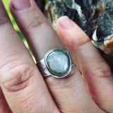 Rose Cut White Sapphire, 14K Gold and Sterling Silver Ring