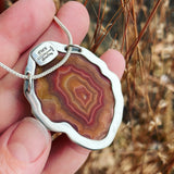 Mexican Agate and Sterling Silver Pendant with Chain