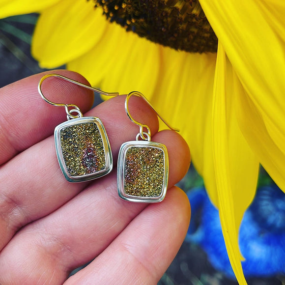 Rainbow Pyrite and Sterling Silver Earrings
