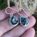 Pyrite in Schist and Sterling Silver Earrings