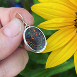 Ammonite with Ammolite Inlay and Sterling Silver Earrings