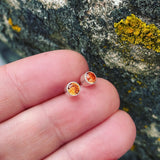 Lab Grown Padparadscha Sapphire and Sterling Silver Earrings