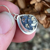 Pyrite in Schist and Sterling Silver Earrings