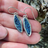 Cobalt Drusy and Sterling Silver Earrings