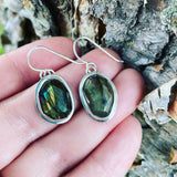 Rose Cut Labradorite and Sterling Silver Earrings