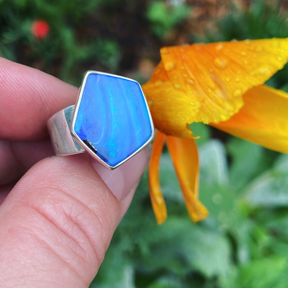 Boulder Opal and Sterling Silver Ring