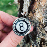 Eight Ball and Sterling Silver Ring