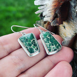 Green Web Variscite and Sterling Silver Earrings