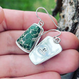 Green Web Variscite and Sterling Silver Earrings