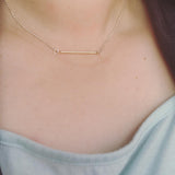 14K Gold and Sterling Silver Bar Necklace