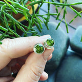 Simulated Peridot and Sterling Silver POST Earrings