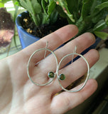 Simulated Peridot and Sterling Silver Earrings-Large