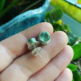 Green Amethyst and Sterling Silver Posts