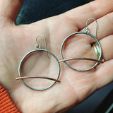 Copper and Sterling Silver Intersected Circle Earrings