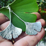Sterling Silver Gingko Leaf Earrings