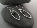 Sterling Silver Textured Marquise Earrings