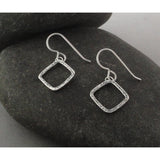 Diamond-shaped sterling silver earrings