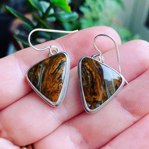 Pietersite and sterling silver earrings