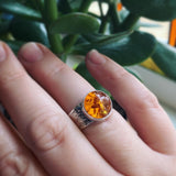 Amber and Sterling Silver Ring