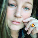 Amber and Sterling Silver Ring