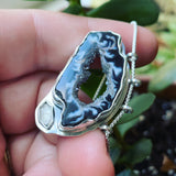 Geode, Herkimer Diamond and Sterling Silver Necklace