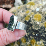 Moldavite and Sterling Silver Ring