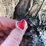 Rosarita Gold Slag Glass and Sterling Silver Heart Ring