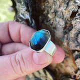 Rose Cut Labradorite and Sterling Silver Ring