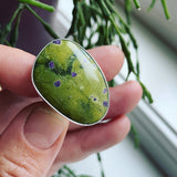 Stitchtite in Serpentine (Atlantisite) and Sterling Silver Ring