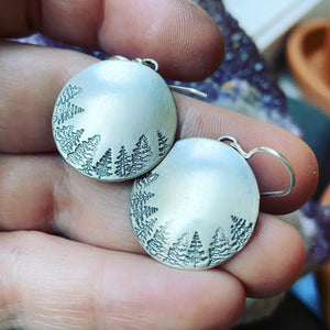 Tree Silhouette Sterling Silver Earrings