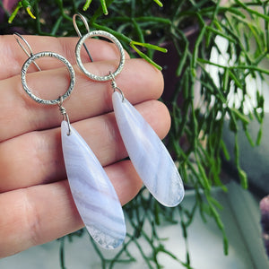 Blue Lace Agate and Sterling Silver Earrings