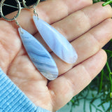 Blue Lace Agate and Sterling Silver Earrings