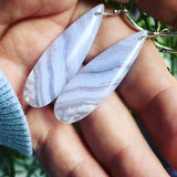 Blue Lace Agate and Sterling Silver Earrings